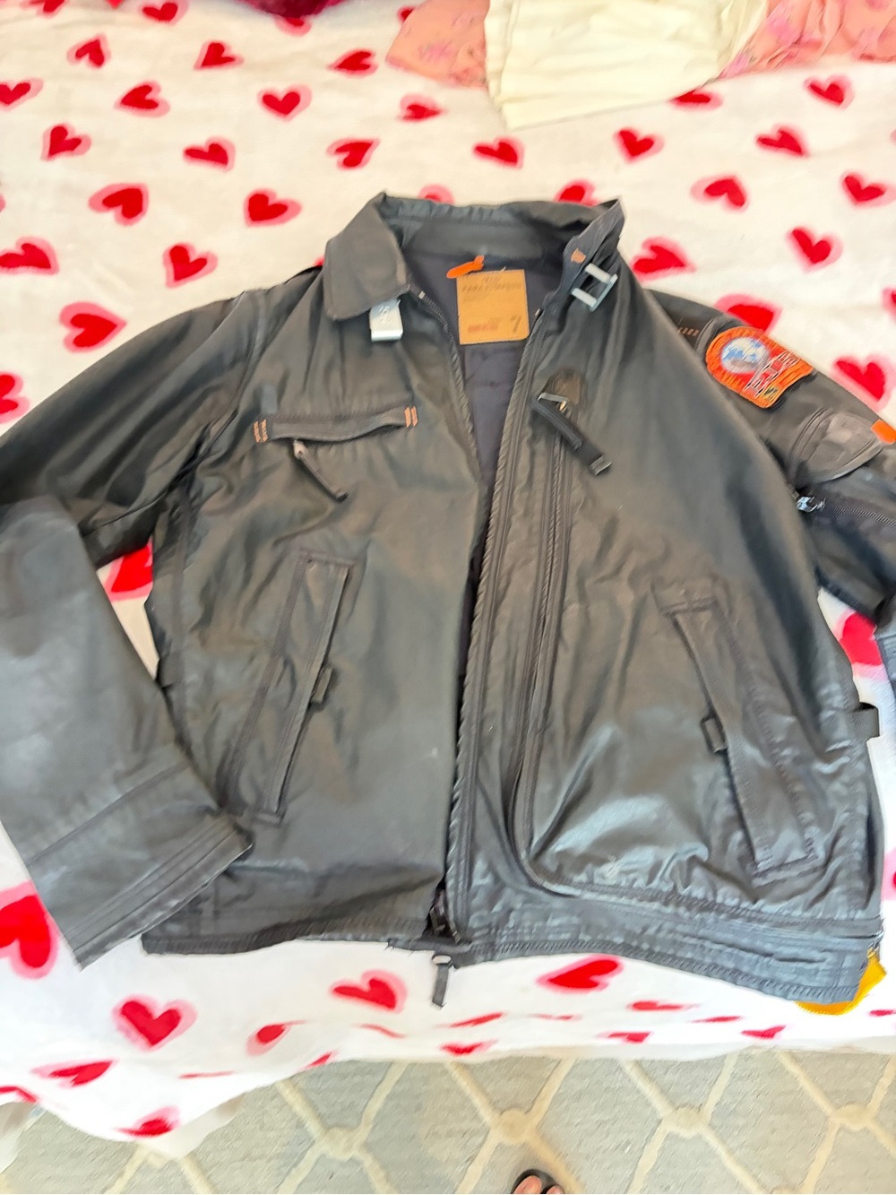 Parajumpers Black Bomber Jacket with Patch Detail
